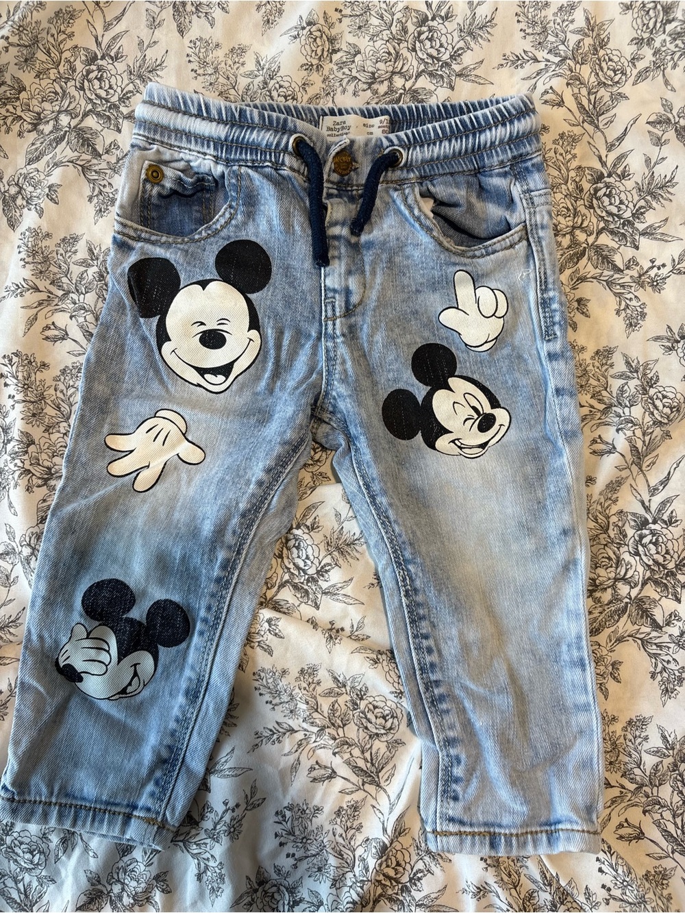 Kids Mickey Mouse Light Blue Denim Jogger Pants
